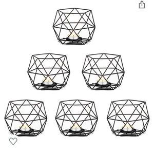 Black geometric tea light holders set of 6